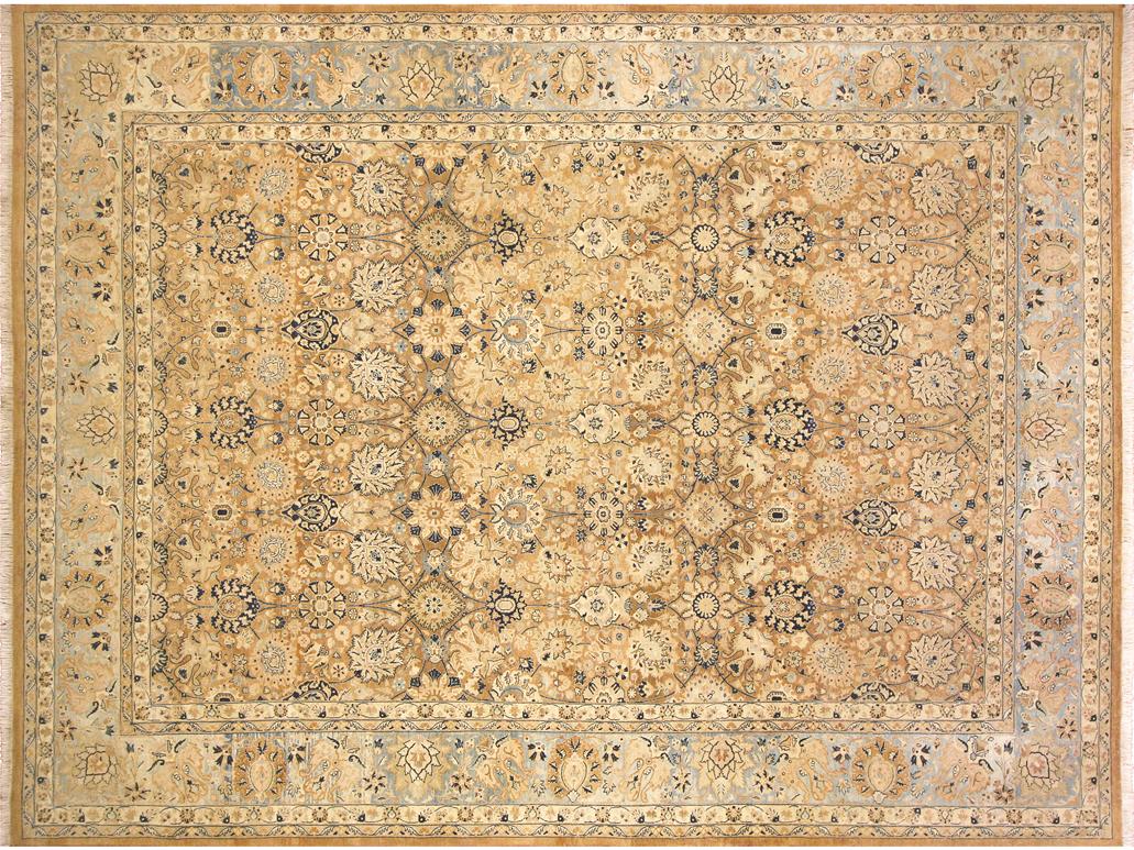 handmade Traditional Tabriz Brown Blue Hand Knotted RECTANGLE 100% WOOL area rug 9x12