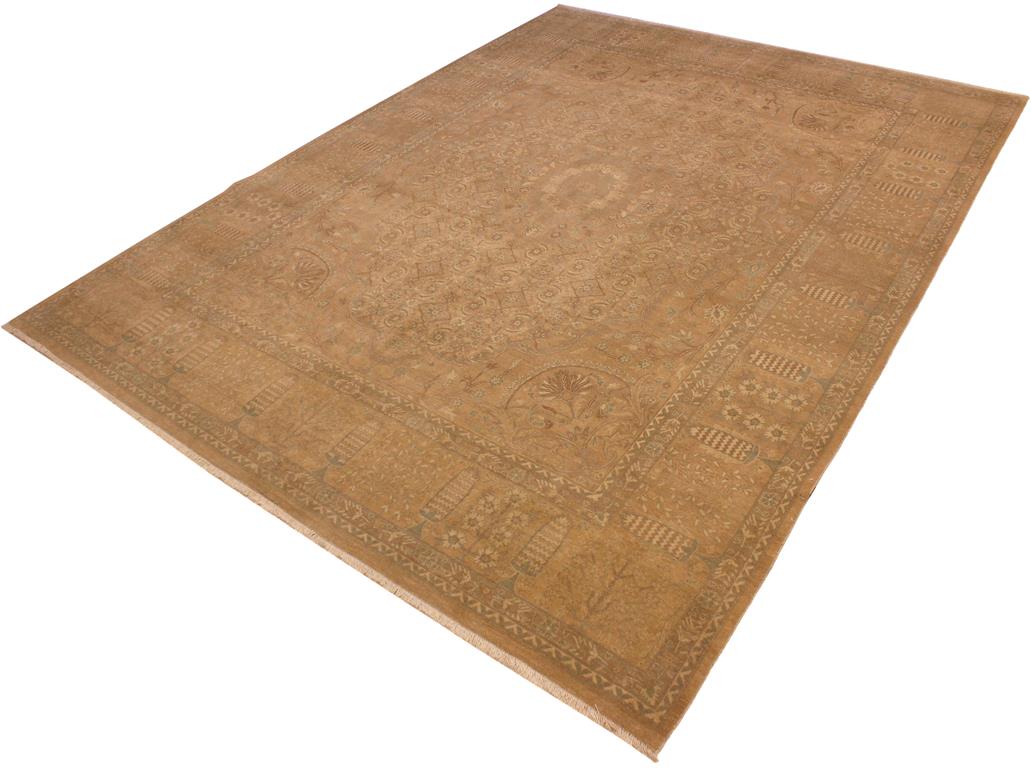 handmade Traditional  Tan Gold Hand Knotted RECTANGLE 100% WOOL area rug 9x12