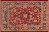 Classic Ziegler Mayra Red Blue Hand-Knotted Wool Rug - 8'4'' x 9'11''