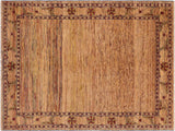 Contemporary Gabbeh Rosalind Beige/Blue Wool Rug - 8'6'' x 9'10''