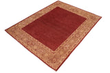 Handmade Kafakz Chobi Ziegler Modern Contemporary Red Brown Hand Knotted Rectangel Hand Knotted 100% Vegetable Dyed wool area rug 8 x 9