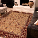 handmade Traditional Kafkaz Chobi Ziegler Tan Brown Hand Knotted RECTANGLE 100% WOOL area rug 8 x 10