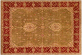 Boho Chic Ziegler Abby Olive Green Rust Hand-Knotted Wool Rug - 8'2'' x 9'10''