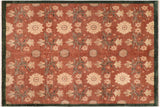 Oriental Ziegler Ofelia Brown Green Hand-Knotted Wool Rug - 7'8'' x 8'8''