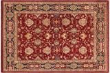 Oriental Ziegler Leila Red Blue Hand-Knotted Wool Rug - 7'10'' x 9'10''