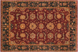 handmade Traditional Veg Dye Wine Red Green Hand Knotted RECTANGLE 100% WOOL area rug 9 x 12