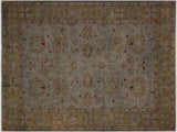 handmade Over Dyed Gray Green Hand Knotted RECTANGLE 100% WOOL area rug 9x12