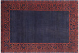 Bohemian Ziegler Tia Blue Rust Hand-Knotted Wool Rug - 8'1'' x 10'3''