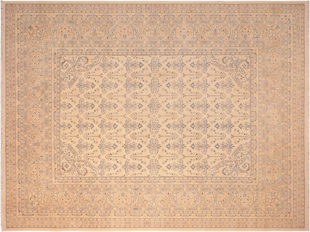 handmade Transitional Antique Beige Rose Hand Knotted RECTANGLE 100% WOOL area rug 8x10