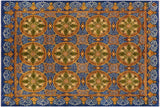 Oriental Ziegler Torie Blue Gold Hand-Knotted Wool Rug - 8'0'' x 10'1''