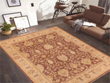 handmade Transitional Antique Brown Tan Hand Knotted RECTANGLE 100% WOOL area rug 8x10