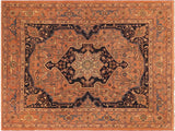 handmade Geometric Antique Rust Blue Hand Knotted RECTANGLE 100% WOOL area rug 8x10