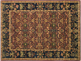 handmade Traditional Lahore Aubergine Blue Hand Knotted RECTANGLE 100% WOOL area rug 9x12