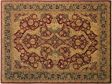 Turkish Knotted Agra Istanbul Liza Red/Blue Wool Rug - 9'4'' x 11'11''