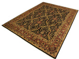 handmade Traditional Lahore Tan Brown Hand Knotted RECTANGLE 100% WOOL area rug 9x12