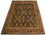 handmade Traditional Lahore Tan Brown Hand Knotted RECTANGLE 100% WOOL area rug 9x12