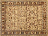 Turkish Knotted Istanbul Nita Ivory/Brown Wool Rug - 8'10'' x 12'6''