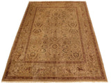 handmade Traditional Lahore Tan Gold Hand Knotted RECTANGLE 100% WOOL area rug 9x12