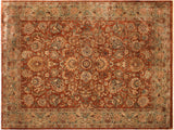 Turkish Knotted Istanbul Roxie Rust/ Green Wool Rug - 9'2'' x 11'11''