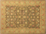 Turkish Knotted Istanbul Jerry Brown/ Green Wool Rug - 9'3'' x 11'9''