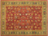 Turkish Knotted Istanbul Deanne Red/Teal Wool Rug - 9'3'' x 12'4''