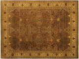 Turkish Knotted Istanbul Deidre Brown/ Tan Wool Rug - 9'3'' x 12'2''