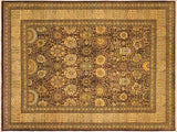 Turkish Knotted Istanbul Chasity Brown/Tan Wool Rug - 9'1'' x 11'11''