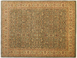 Turkish Knotted Istanbul Alyce Green/Tan Wool Rug - 9'1'' x 12'9''