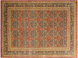 Turkish Knotted Istanbul Deirdre Red/Blue Wool Rug - 9'2'' x 11'11''