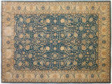 Turkish Knotted Istanbul Briana Blue/ Tan Wool Rug - 9'2'' x 12'0''