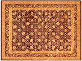 Turkish Knotted Istanbul Deena Drk. Red/Gold Wool Rug - 9'1'' x 11'9''