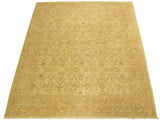 handmade Traditional Lahore Tan Rose Hand Knotted RECTANGLE 100% WOOL area rug 9x12