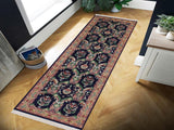 handmade Traditional Kashan Blue Gold Hand Knotted RUNNER 100% WOOL area rug 3x10