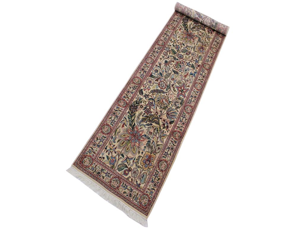 handmade Traditional Kashan Beige Pink Hand Knotted RUNNER 100% WOOL area rug 3x11
