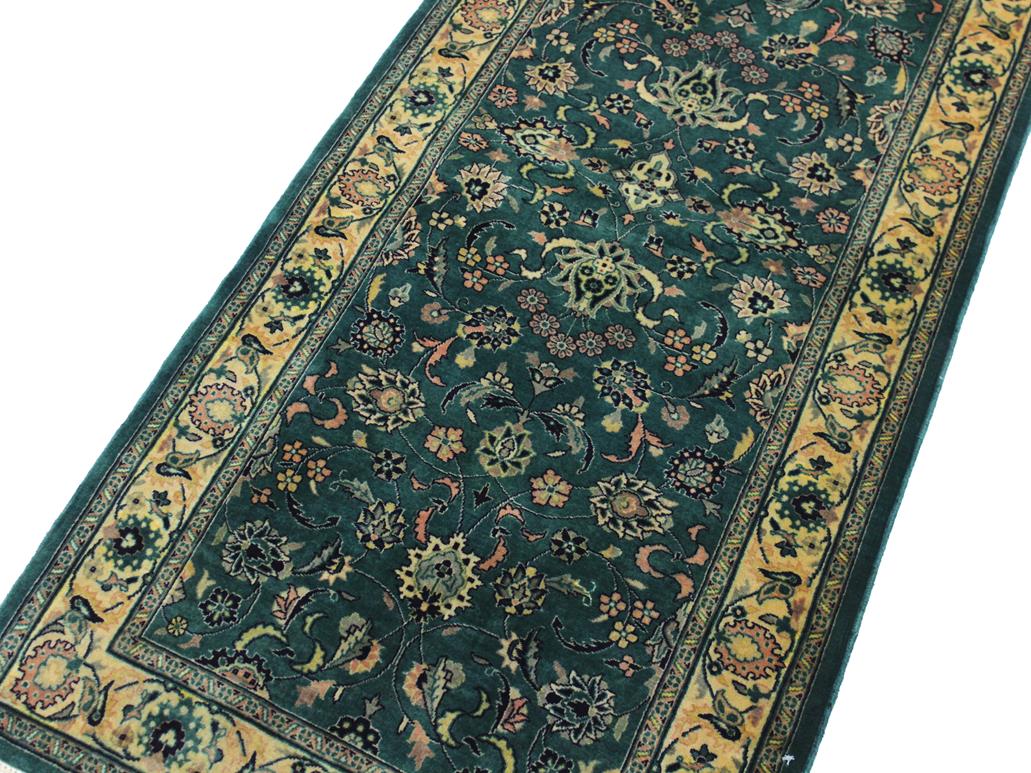 handmade Traditional Victoria Green Beige Hand Knotted RUNNER 100% WOOL area rug 3x6