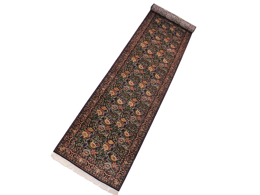 handmade Traditional Morris Black Red Hand Knotted RUNNER 100% WOOL area rug 3x14