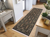 handmade Traditional Tabriz Black Green Hand Knotted RUNNER 100% WOOL area rug 3x8