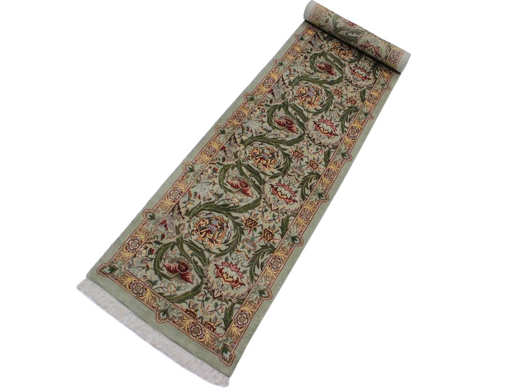 handmade Traditional Marry Gold Green Brown Hand Knotted RUNNER 100% WOOL area rug 3x12