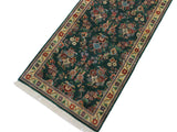 handmade Traditional Abusson Green Beige Hand Knotted RUNNER 100% WOOL area rug 3x10