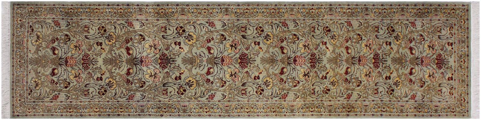 handmade Traditional Sayra Green Brown Hand Knotted RUNNER 100% WOOL area rug 2x10