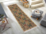 handmade Traditional Tulip Beige Gold Hand Knotted RUNNER 100% WOOL area rug 3x8