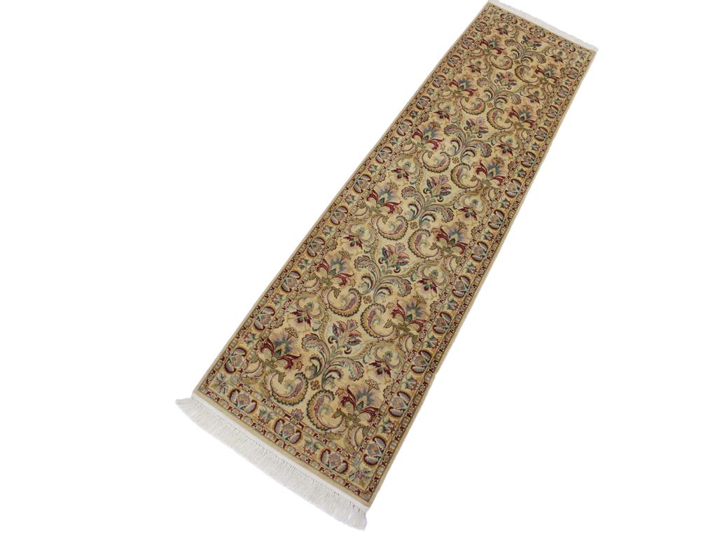 handmade Traditional Farhad Beige Gold Hand Knotted RUNNER 100% WOOL area rug 3x10