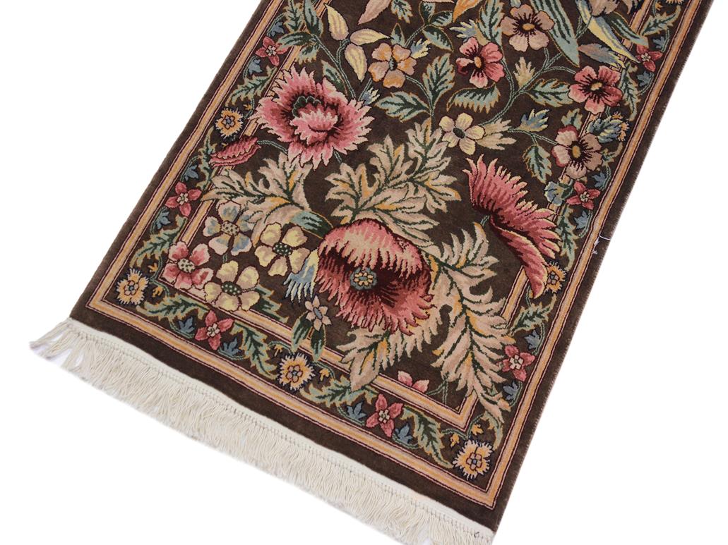 handmade Traditional Gulzar Brown Pink Hand Knotted RUNNER 100% WOOL area rug 3x13