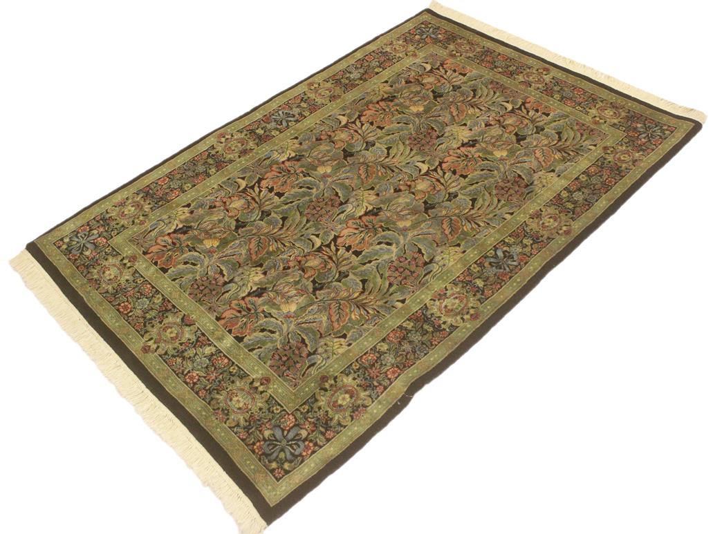 handmade Traditional Abusson Brown Green Hand Knotted RECTANGLE 100% WOOL area rug 4x6