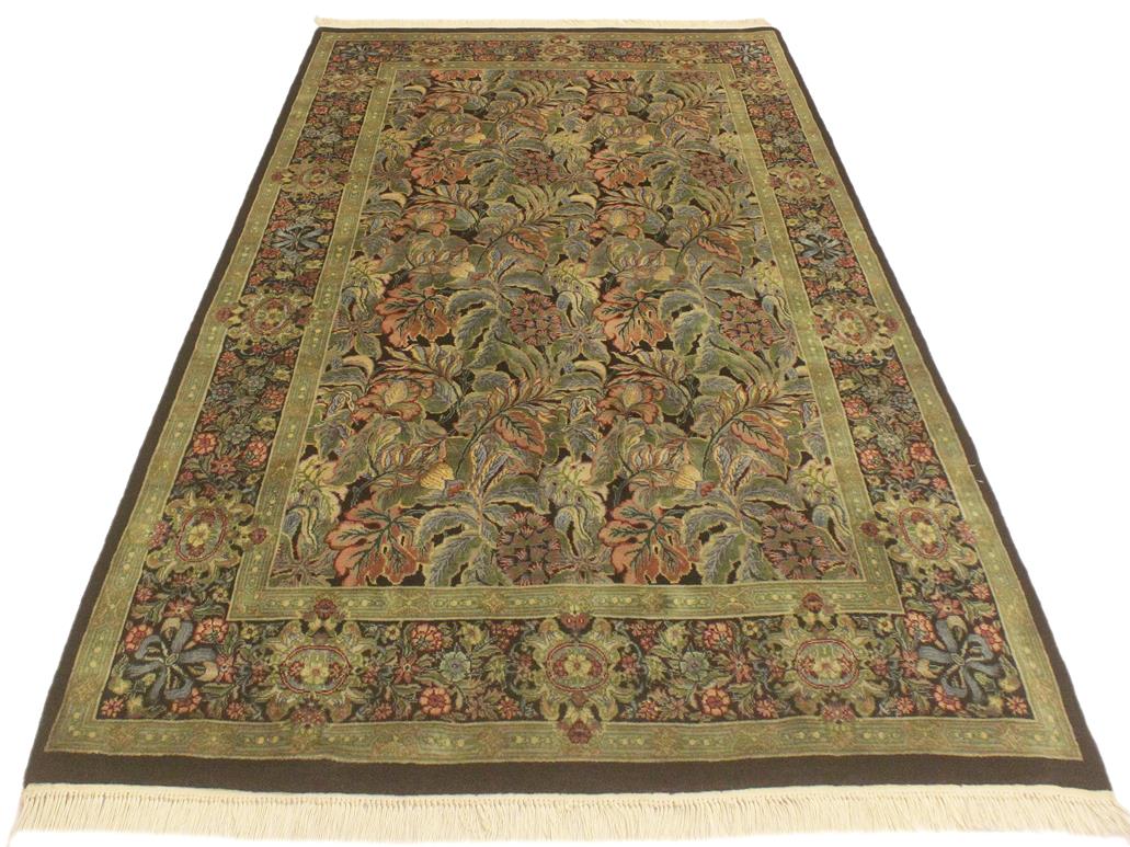 handmade Traditional Abusson Brown Green Hand Knotted RECTANGLE 100% WOOL area rug 4x6
