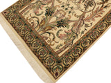 handmade Transitional Bhati Ivory Green Hand Knotted RECTANGLE 100% WOOL area rug 4x7