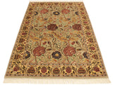 handmade Transitional Kamal Taupe Gold Hand Knotted RECTANGLE 100% WOOL area rug 4x6
