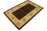 handmade Modern Gabbeh Brown Beige Hand Knotted Rectangel Hand Knotted 100% Vegetable Dyed wool area rug 4 x 6