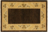 Contemporary Ziegler Ashleigh Brown Beige Hand-Knotted Wool Rug-3'10'' x 5'10''