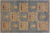 handmade Transitional Kafkaz Chobi Ziegler Lt. Blue Lt. Blue Hand Knotted RECTANGLE 100% WOOL area rug 4 x 6